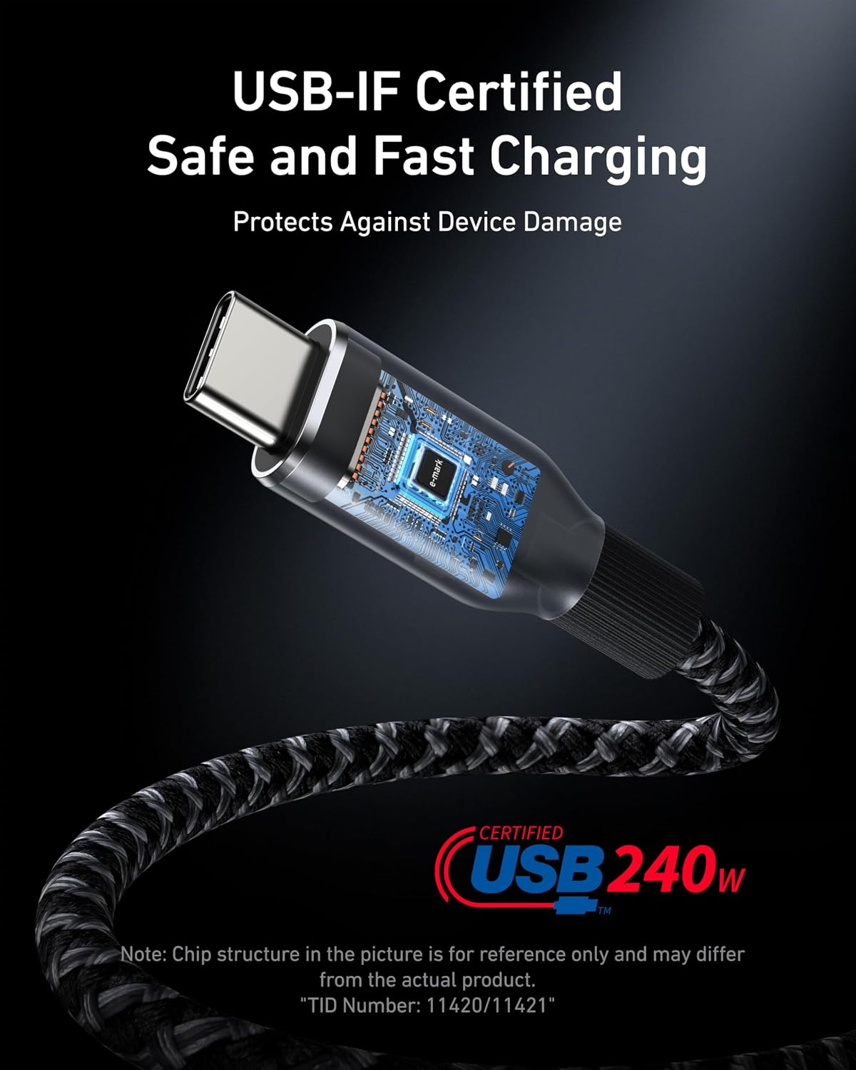 Cablu Date si Incarcare USB-C - USB-C Anker Prime, 240W, 0.9m, Negru A88E2011