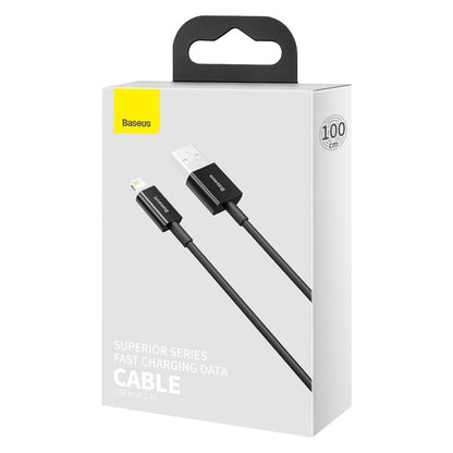 Kabel do ładowania i transmisji danych USB-A - Lightning Baseus Superior Series, 20W, 1m, czarny CALYS-A01