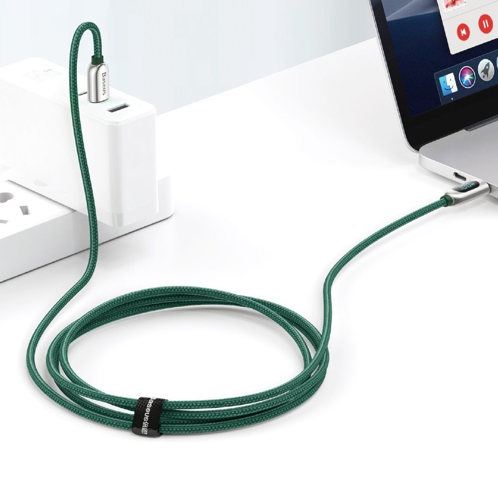 Cablu Date si Incarcare USB-C - USB-C Baseus Display Fast Charging, 100W, 1m, Verde CATSK-B06