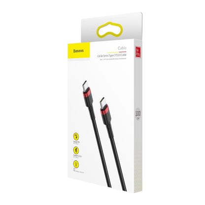 Kabel USB-C do ładowania i transmisji danych - USB-C Baseus Cafule, 60W, 1m, czerwony CATKLF-G91