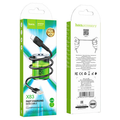 Cablu Date si Incarcare USB-A - Lightning HOCO X83 Victory, 18W, 1m, Negru