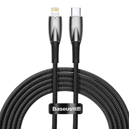 Cablu Date si Incarcare USB-C - Lightning Baseus Glimmer Series, 20W, 2m, Negru CADH000101