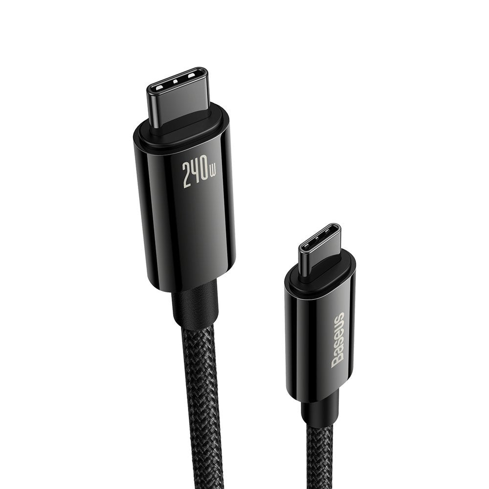 Cablu Date si Incarcare USB-C - USB-C Baseus Tungsten Gold, 240W, 1m, Negru CAWJ040001