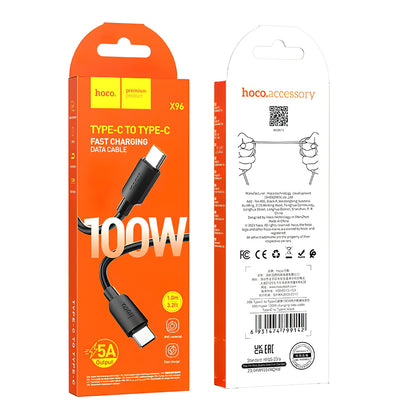 Cablu Date si Incarcare USB-C - USB-C HOCO X96, 100W, 1m, Negru