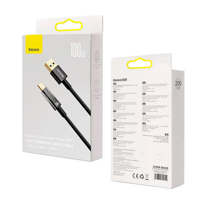 Cablu Date si Incarcare USB-A - USB-C Baseus Explorer, 100W, 2m, Negru CATS000301