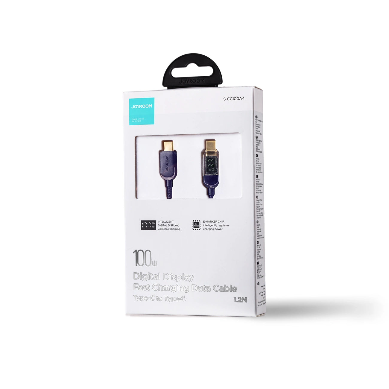 Cablu Date si Incarcare USB-C - USB-C Joyroom A4 Display, 100W, 1.2m, Albastru