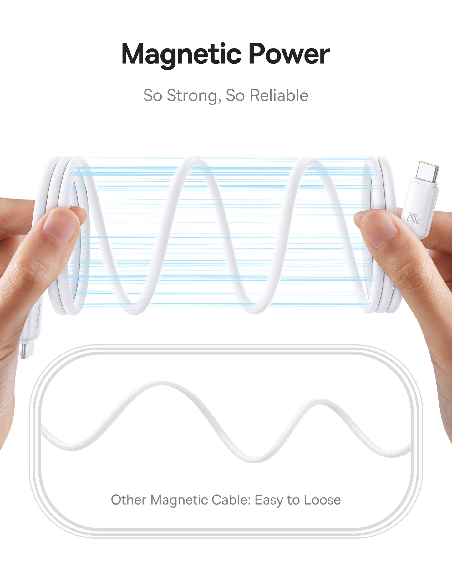 Cablu Date si Incarcare USB-C - USB-C Baseus PicoGo, 240W, 1m, Alb P10376800211-00