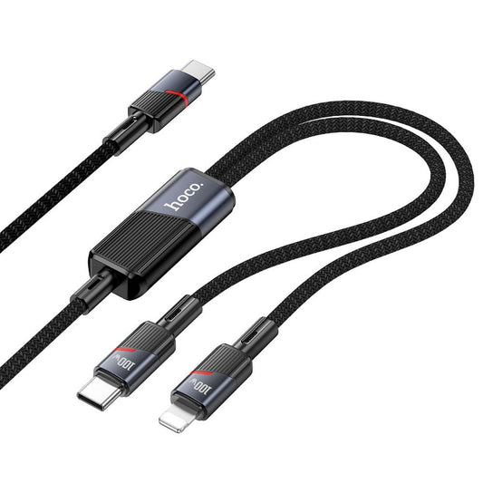 Cablu Date si Incarcare USB-C - Lightning / USB-C HOCO U139 2in1, 100W, 1.2m, Negru