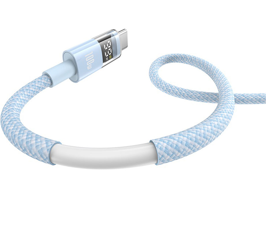 Cablu Date si Incarcare USB-A - USB-C Baseus Display 2, 100W, 2m, Albastru P10382701311-01