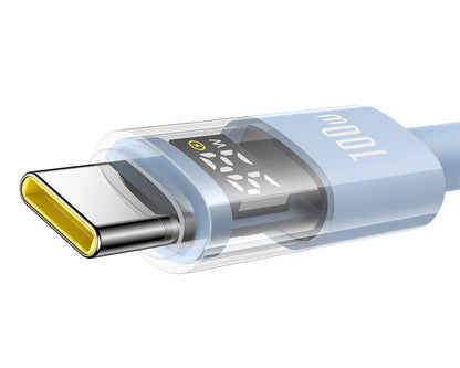 Cablu Date si Incarcare USB-A - USB-C Baseus Display 2, 100W, 1m, Albastru P10382701311-00