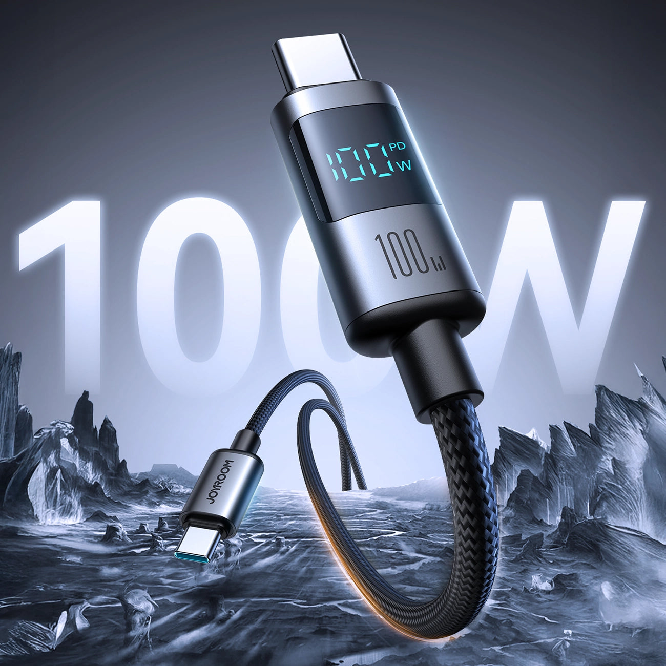 Cablu Date si Incarcare USB-C - USB-C Joyroom S-A16 Pro Prism Display, 100W, 1.2m, Negru