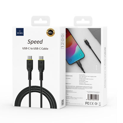 Cablu Date si Incarcare USB-C - USB-C WiWu Wi-C034, 60W, 1.2m, Negru