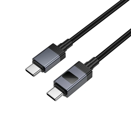 Cablu Date si Incarcare USB-C - USB-C HOCO X118 Display, 60W, 1m, Negru