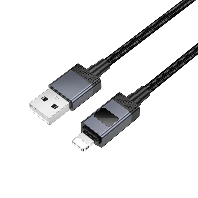 Cablu Date si Incarcare USB-A - Lightning HOCO X118 Display, 12W, 1m, Negru