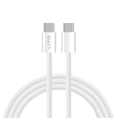 Cablu Date si Incarcare USB-C - USB-C Lito LD04CC, 60W, 2m, Alb