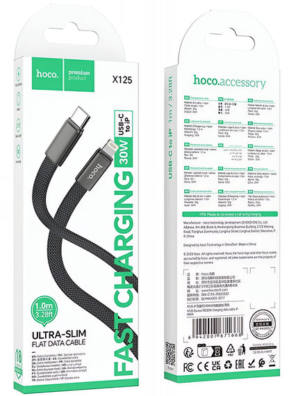Cablu Date si Incarcare USB-C - Lightning HOCO X125, 30W, 1m, Negru