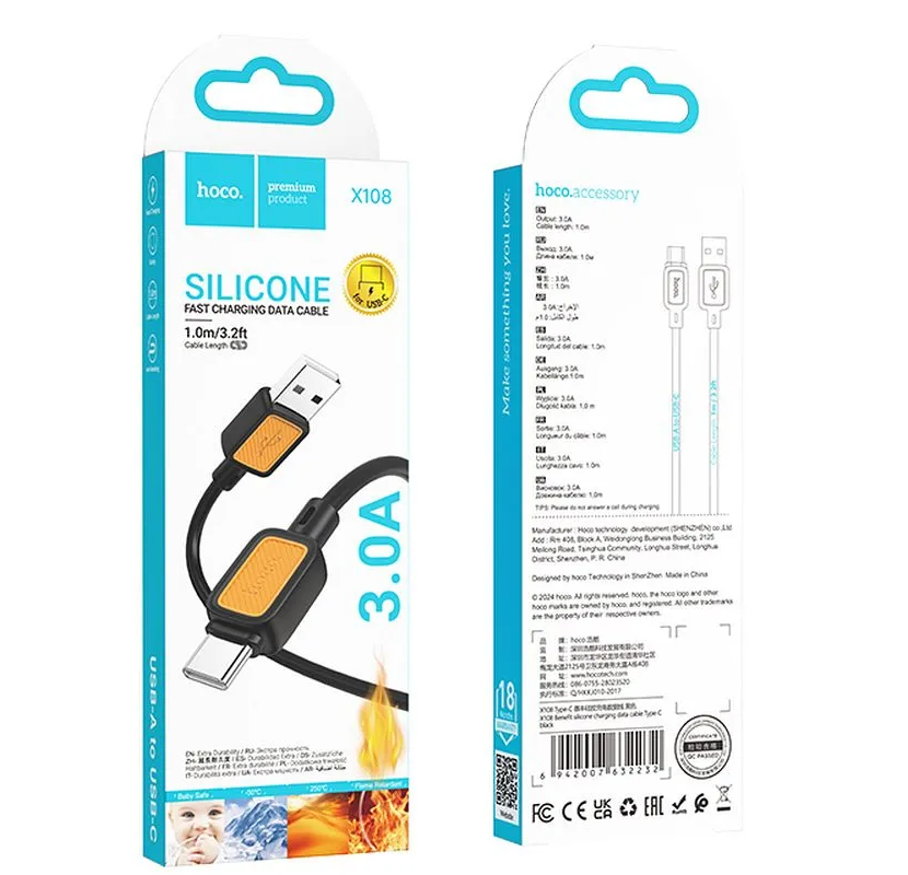 Cablu Date si Incarcare USB-A - USB-C HOCO X108, 18W, 1m, Negru