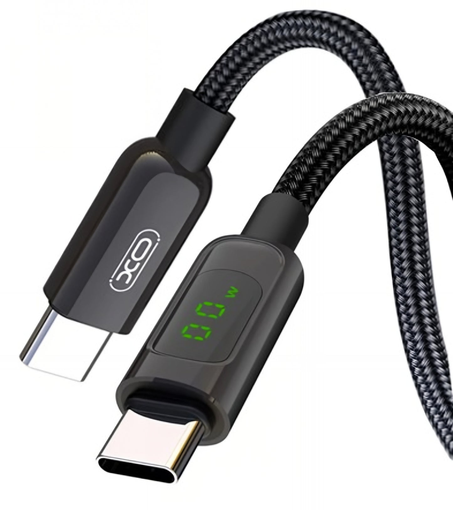 Cablu Date si Incarcare USB-C - USB-C XO Design NB-Q203B Display, 60W, 1m, Negru