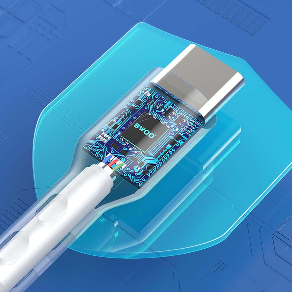 Cablu Date si Incarcare USB-A - USB-C BWOO X172C, 60W, 1m, Alb