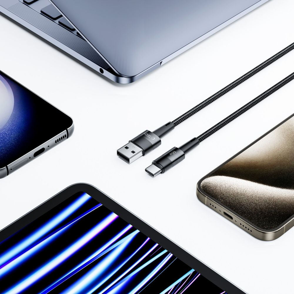 Cablu Date si Incarcare USB-A - USB-C Tech-Protect Ultraboost, 66W, 0.5m, Gri