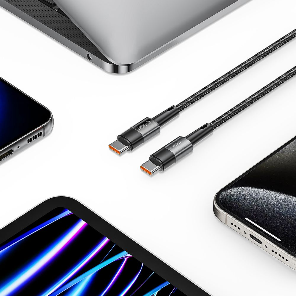 Cablu Date si Incarcare USB-C - USB-C Tech-Protect Ultraboost, 100W, 0.25m, Gri