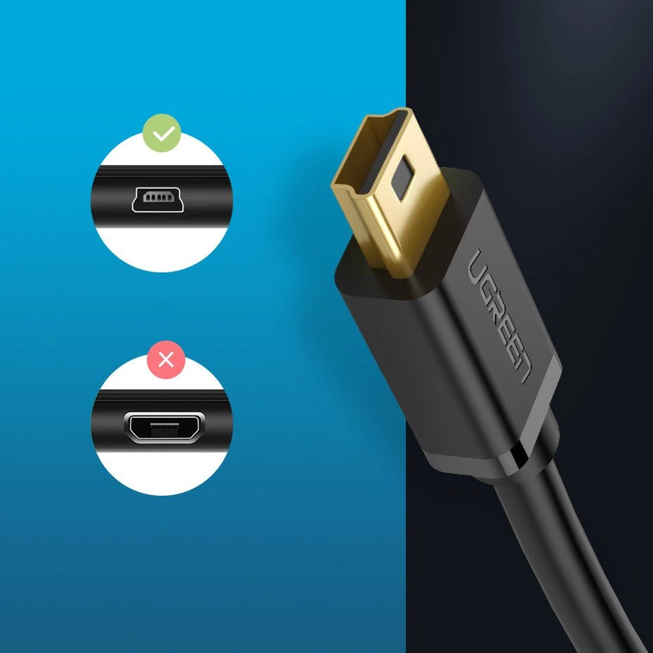 Cablu Date si Incarcare USB-A - miniUSB UGREEN US132, 3m, Negru
