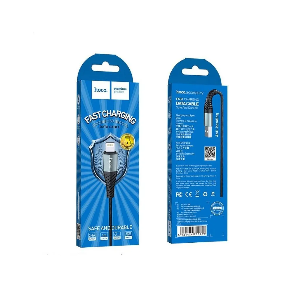 Cablu Date si Incarcare USB-A - Lightning HOCO X38 Cool, 18W, 1m, Negru