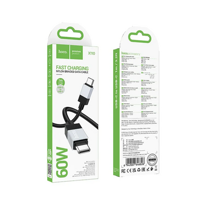 Cablu Date si Incarcare USB-C - USB-C HOCO X110, 60W, 1m, Negru
