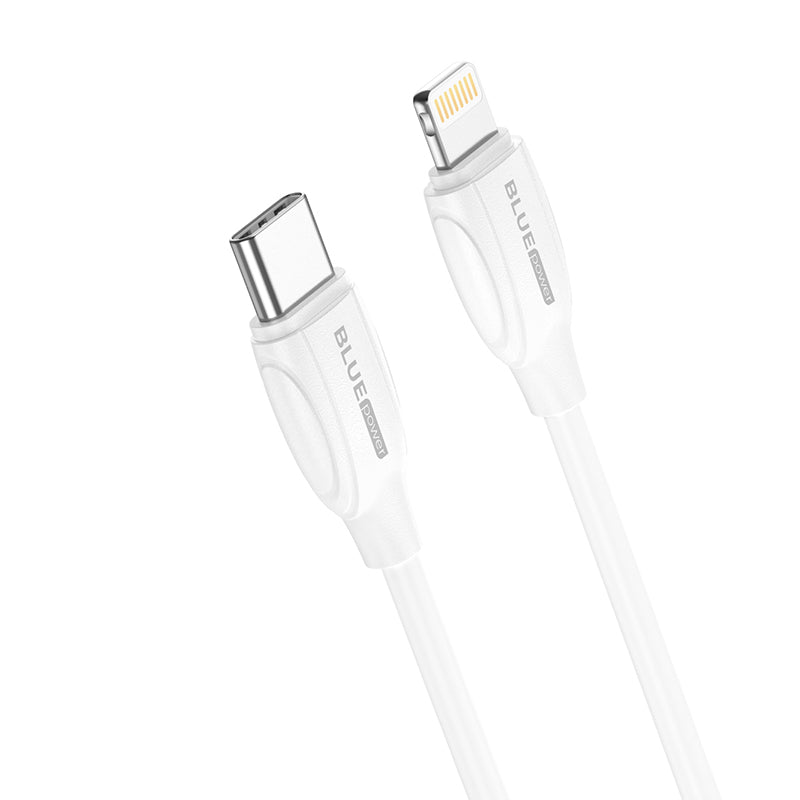 Cablu Date si Incarcare USB-C - Lightning BLUE Power B2BX19, 18W, 2m, Alb