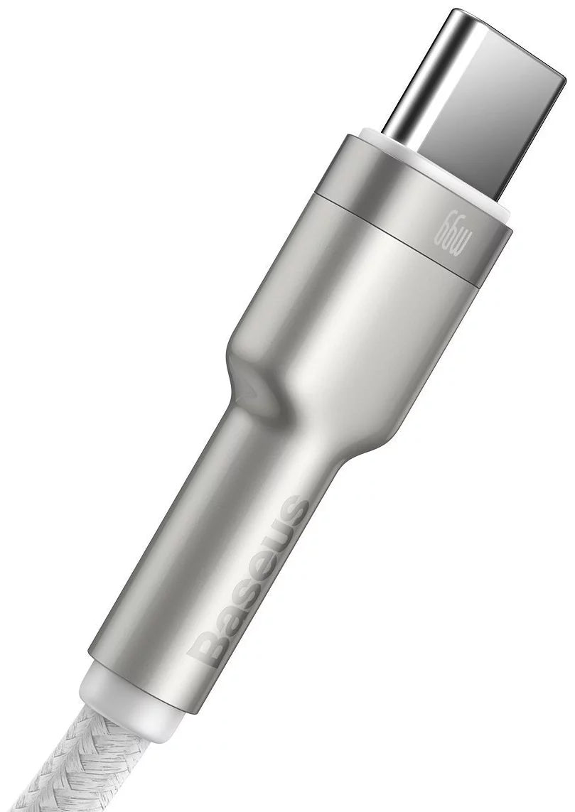 Cablu Date si Incarcare USB-A - USB-C Baseus Cafule Metal Series, 66W, 1m, Alb CAKF000102