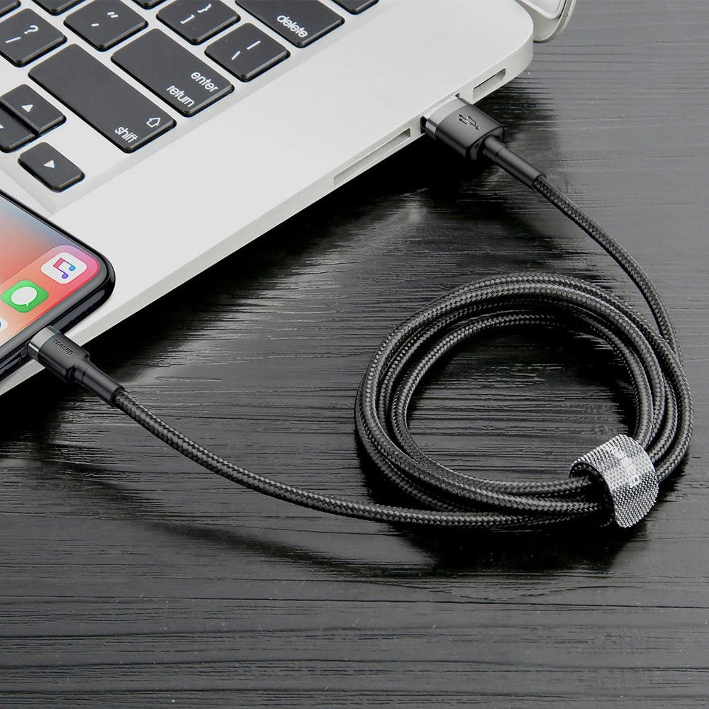 Kabel do ładowania i transmisji danych USB-A - Lightning Baseus Cafule, 18 W, 0,5 m, szary CALKLF-AG1 