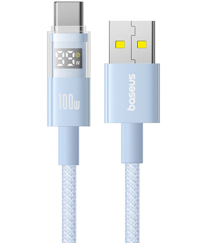 Cablu Date si Incarcare USB-A - USB-C Baseus Display 2, 100W, 1m, Albastru P10382701311-00