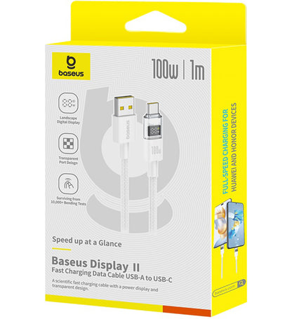 Cablu Date si Incarcare USB-A - USB-C Baseus Display 2, 100W, 1m, Alb P10382701211-00