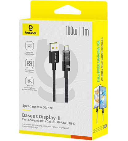 Cablu Date si Incarcare USB-A - USB-C Baseus Display 2, 100W, 1m, Negru P10382701121-00