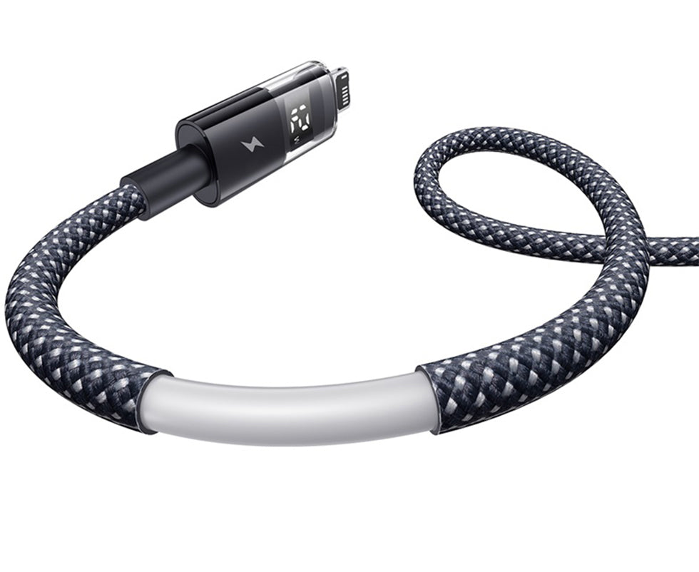 Cablu Date si Incarcare USB-A - Lightning Baseus Display 2, 18W, 2m, Negru P10382700121-01