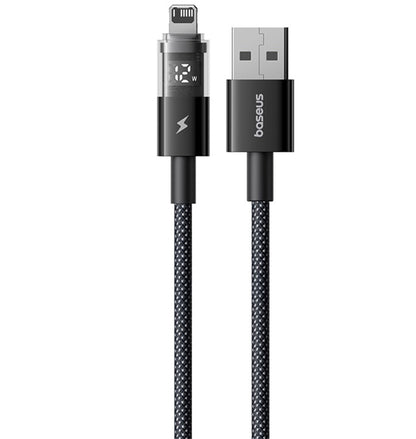 Cablu Date si Incarcare USB-A - Lightning Baseus Display 2, 18W, 1m, Negru P10382700121-00