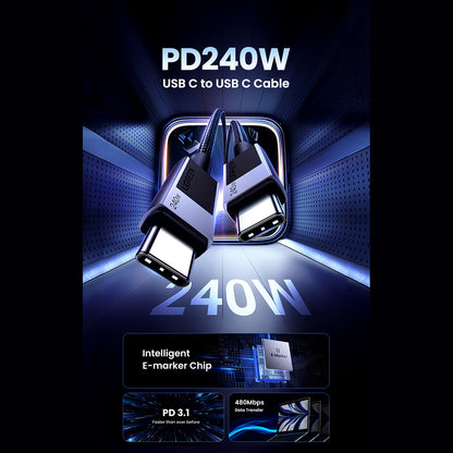 Cablu Date si Incarcare USB-C - USB-C UGREEN L513, 240W, 2m, Negru