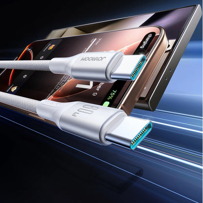 Cablu Date si Incarcare USB-C - USB-C Joyroom S-A28 Flash, 60W, 1m, Alb