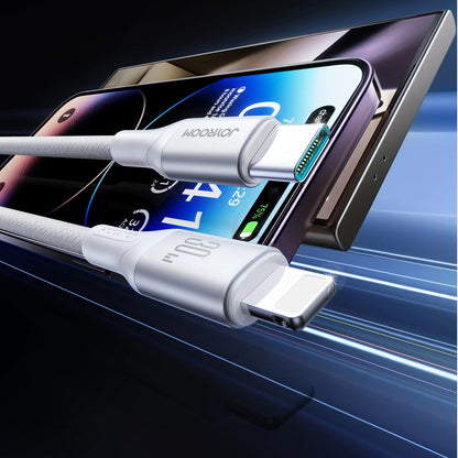 Cablu Date si Incarcare USB-C - Lightning Joyroom S-A28 Flash, 30W, 2m, Alb