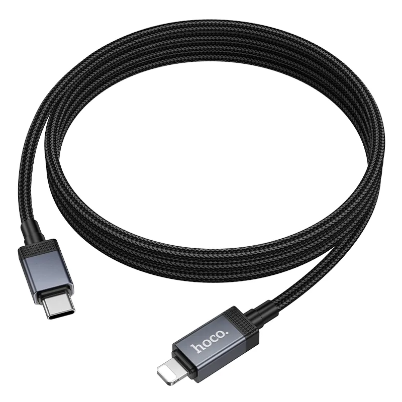 Cablu Date si Incarcare USB-C - Lightning HOCO X118 Display, 27W, 1m, Negru