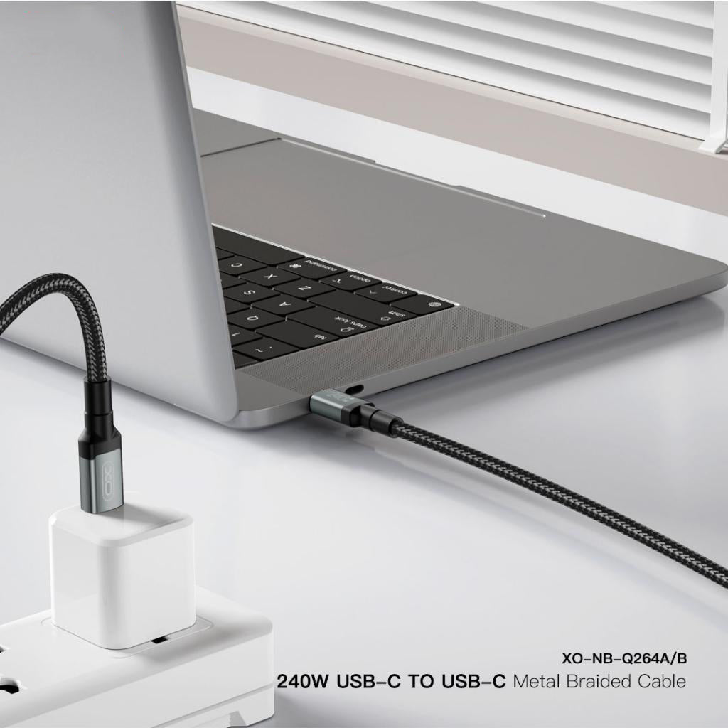 Cablu Date si Incarcare USB-C - USB-C XO Design NB-Q264A, 240W, 1m, Negru