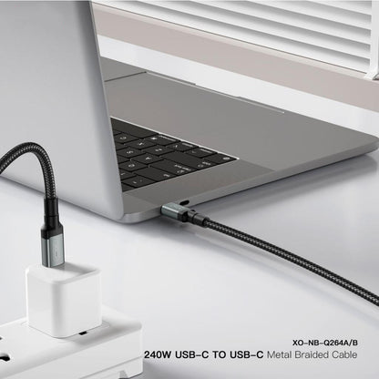 Cablu Date si Incarcare USB-C - USB-C XO Design NB-Q264A, 240W, 1m, Negru