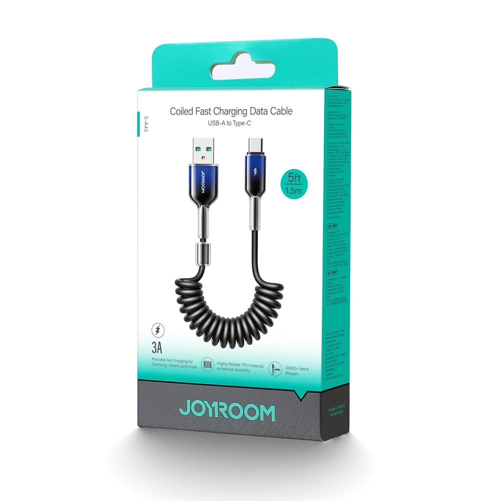 Cablu Date si Incarcare USB-A - USB-C Joyroom S-A43 Crystal, 60W, 1.5m, Negru