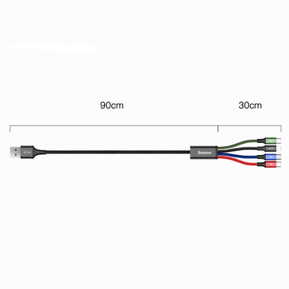 Cablu Incarcare USB-A - 2 x Lightning / microUSB / USB-C Baseus Rapid, 20W, 1.2m, Negru CA1T4-A01