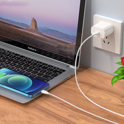 Cablu Date si Incarcare USB-C - Lightning BLUE Power B2BX19, 18W, 2m, Alb