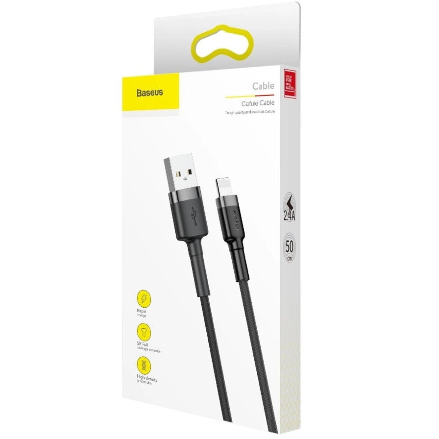 Kabel do ładowania i transmisji danych USB-A - Lightning Baseus Cafule, 18 W, 0,5 m, szary CALKLF-AG1 