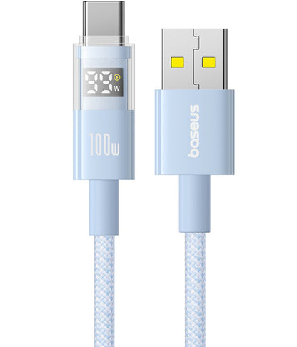 Cablu Date si Incarcare USB-A - USB-C Baseus Display 2, 100W, 2m, Albastru P10382701311-01