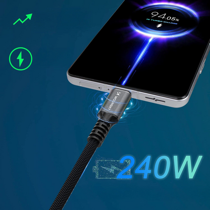Cablu Date si Incarcare USB-C - USB-C WZK WPS-UY42S, 240W, 2m, Negru