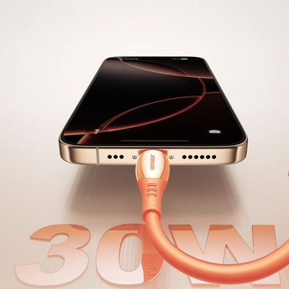 Cablu Date si Incarcare USB-C - Lightning Joyroom S-A59 Vibrant, 30W, 1.2m, Portocaliu