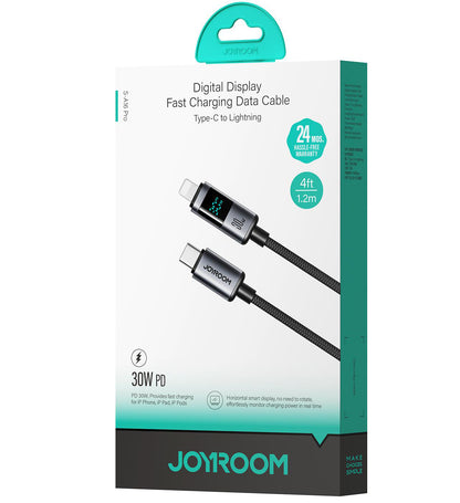Cablu Date si Incarcare USB-C - Lightning Joyroom S-A16 Pro Prism Display, 30W, 1.2m, Negru